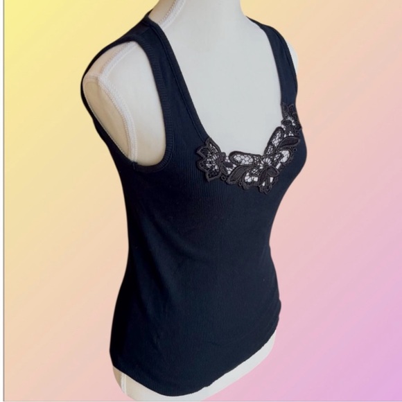 Elegant Black Lace-Embellished Women's Top - Picture 3 of 5